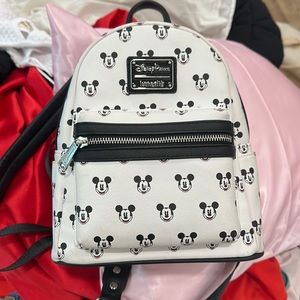 Loungefly White and Black Mickey Mouse Backpack Purse